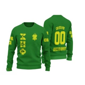 Chi Eta Phi Gray Yellow Letter <b>Fleece</b> <b>Zipper</b> Pullover Sweatshirt Crew Neck Regular Fit Knitted Cotton Men Casual Winter Wear - Product Image 4