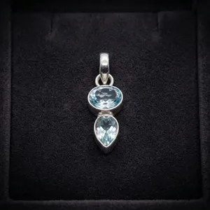 Colgante de Topacio Azul Océano Tranquilo, Hecho a Mano en Plata de Ley 925 de Primera Calidad, Amor Eterno, Minimalista, Unisex, para Uso Diario - Product Image 5