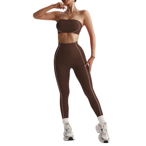 Custom Private <b>Label</b> Gym Wear Sublimation Printed V Neck Workout Set Low MOQ OEM Factory Customized 2 Piece Women Yoga Set - Product Image 2