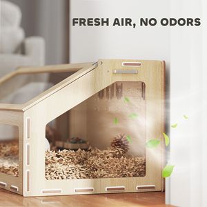 Habitat della gabbia per animali domestici da 39 pollici per criceto nano gerbillo criceto cavia e quercia di ratto con finestra in acrilico e piano apribile - Product Image 6