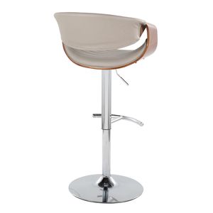 เก้าอี้บาร์ปรับระดับได้สไตล์ซิมโฟนี มิดเซ็นจูรี โมเดิร์น โครงโลหะโครเมียม ไม้วอลนัท และหนังเทียมสีเทา ทรงกลม T F - Product Image 4