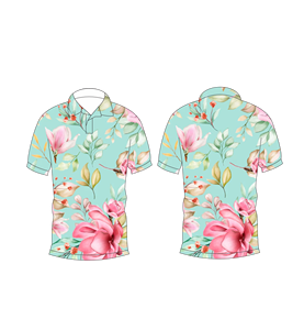Polo de Manga Corta para Hombre, Estampado Floral Rosa y Verde Menta, Informal, para Verano, Golf - Product Image 6