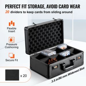 Scatola porta carte graduate a 4 scomparti per 120 carte sportive graduate PSA, con chiusura a codice, divisori in schiuma e custodia da trasporto per carte sportive - Product Image 3