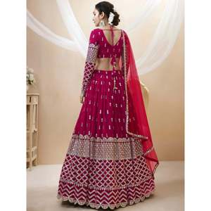 Bridesmaid Lehenga Choli in Dark Pink with Mesmerizing <b>Sequins</b> Work on Georgette - Product Image 2