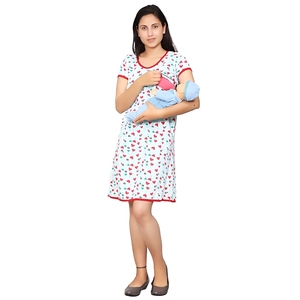Vestido de Algodón para Mujer, Estampado con Corazones, Manga Corta, Cuello Redondo, Largo Medio, Informal, para Primavera y Verano - Product Image 1