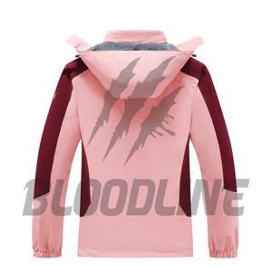 Chaqueta con Capucha Rosa para Mujer, Cortavientos, con Bloques de Color, Manga Larga, para Invierno, Diseño con Estampado de Rayos - Product Image 5