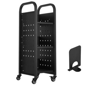 Carrello Portaoggetti in Metallo con Ruote, Capacità 100 kg, 32 x 35 x 93 cm, Scaffali a L Monofacciali, Ruote Bloccabili da 2 Pollici - Product Image 1