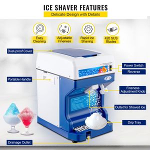 250W 110V elettrico macchina per il rasoio di ghiaccio da tavolo uso commerciale macchina per il cono di neve struttura regolabile 265LBs/hr produzione di ghiaccio rasato - Product Image 3