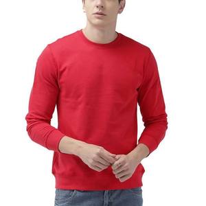 Suéter de Punto Rojo para Hombre, Cuello Redondo, Corte Regular, Color Sólido, Casual, Manga Larga, 100% Algodón, para Otoño - Product Image 1
