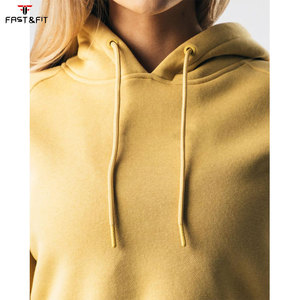 Women's Gym Wear Fitness Sport 100% Cotton <b>Zip</b>-<b>Up</b> <b>Crop</b> Top Hoodie with Front Logo Windproof & Waterproof - Product Image 2