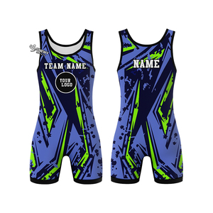 Combinaison de lutte personnalisée à séchage rapide, respirante et légère en spandex/polyester pour hommes, entraînement de boxe, coupe basse devant - Product Image 3
