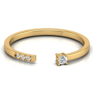 Bague de mode empilable ouverte en or jaune véritable 18 carats nouveau cadeau d'anniversaire de mariage minimaliste à la mode pour les fêtes diamant en or massif - Product Image 1