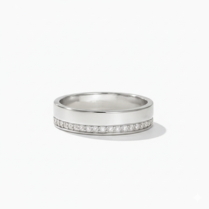 Bague de mariage en or massif 9K 10K 14K 18K avec diamant de laboratoire rond, sertie sur toute la surface, certifiée IGI, clarté DEF VS VVS - Product Image 4