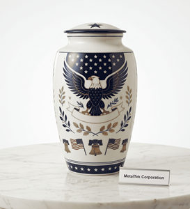 Urne funéraire américaine pour cendres humaines, en métal, grande urne commémorative patriotique décorative pour adultes, vente en gros - Product Image 5