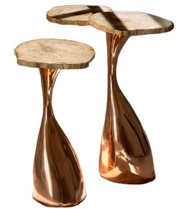 Mesa Auxiliar de Diseño Moderno Philippe Hiquily Henri Samuel 1975, Mesa de Estilo Vintage de Lujo con Acabado Metálico Dorado Antiguo para Sala de Estar - Product Image 1