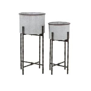 Jardinière galvanisée très vendue pour la maison, l'hôtel, le bureau, le jardin - Ensemble de 2 jardinières galvanisées pour la décoration de sol et l'utilisation en jardin - Product Image 5