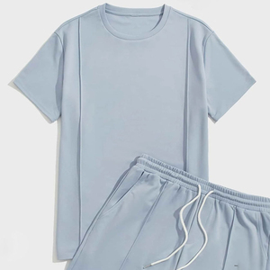 Latest Design Men's Summer <b>Set</b> Cotton Spandex Men Short & T Shirt <b>Set</b> Wholesale High Street Style Plus Size Men's <b>Twin</b> <b>Set</b> - Product Image 3