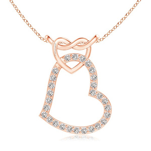 จี้เพชรรูปหัวใจ Infinity Heart Lab Grown Diamond แบบเปิด 10K 14K 18K ทองคำ 925 935 เงิน สำหรับงานแต่งงาน งานหมั้น โรแมนติก ชุบโรเดียม - Product Image 3
