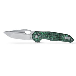 Couteaux pliants avec manche décoratif à motif vert, lame argentée tranchante, fente d'ouverture au pouce, clip de poche pour le camping en plein air et l'usage quotidien - Product Image 1