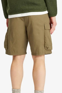 <b>Mens</b> Khaki Cargo <b>Shorts</b> Mid Rise Button Fly Solid Color Canvas Breathable Casual <b>Bermuda</b> Length Woven Fabric Pockets - Product Image 3