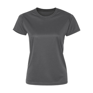 Camiseta de Manga Corta con Cuello Redondo para Mujer, Color Rosa Sólido, Secado Rápido, Poliéster, Ropa Casual para Todas las Temporadas, Corte Regular, Tejido Jersey - Product Image 4