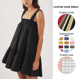 Vestido Mini Informal Negro Personalizado para Mujer, 100% Algodón Ecológico - Product Image 3