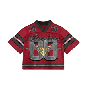 OEM Custom High Quality Polyester Mesh Retro <b>Soccer</b> American Football Jersey Oversized Boxy Shirt Cropped Plus Size Summer - Product Image 1
