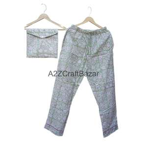 Ensemble de pyjama pour femmes, fait main, hiver, luxe, imprimé floral, 100% coton, respirant, doux, col long, manches longues, taille élastique, longueur complète - Product Image 3