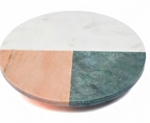 Elegant Round Marble Lazy Susan Turntable Triple Color <b>White</b> Pink Green Minimalist Kitchen Tableware Decor - Product Image 2