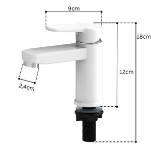 KSLA-07 <b>Basin</b> Faucet <b>Single</b> Handle Deck Mounted White Plastic Minimalist Design Bathroom Sink <b>Tap</b> - Product Image 3