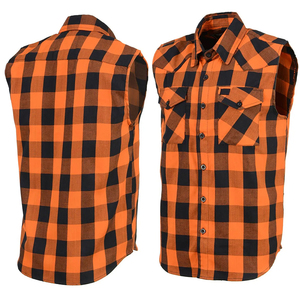Nouvel Arrivage T-shirt en Flanelle pour Homme Noir Orange Motif Imprimé Style Boutonné Deux Poches Sans Manches Respirant Printemps - Product Image 6