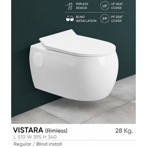 โถสุขภัณฑ์แบบแขวนผนังไร้ขอบ VISTARA ชิ้นเดียว ถังซ่อน ระบบไซฟอน ประหยัดน้ำ ทำความสะอาดง่าย ดีไซน์มินิมอล - Product Image 2