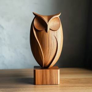 Figura de Búho Tallada a Mano en Madera Maciza, Decoración Moderna para el Hogar, Escultura de Mesa para Sala de Estar, Regalo de Inauguración, Reutilizable - Product Image 4