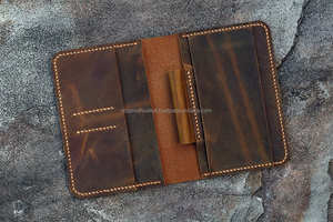 Porte-carnet pliable en cuir véritable fait main, anti-odeur, rechargeable, pour notes quotidiennes NBC-0053 - Product Image 5