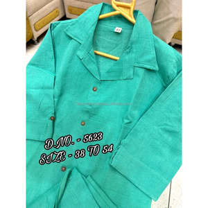 Hermosa Tela de Algodón Grueso / Algodón Flex (khadi) de la Mejor Calidad, Cordset (Camisa Corta - 29”) con Botones de Madera y L - Product Image 5