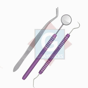 Kit de diagnostic dentaire 3 pièces Gray Rocks certifié CE, alimentation manuelle, comprenant miroir, explorateur et pince pour usage buccal - Product Image 5