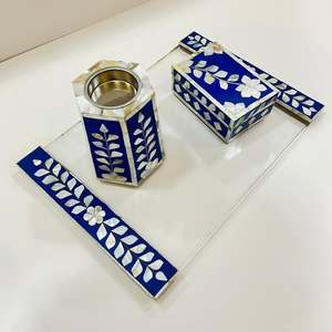 Juego de incensario LuxeAura con incrustaciones de nácar, acrílico artístico, con diseño de concha iridiscente, para una decoración elegante del hogar y la hostelería. - Product Image 4