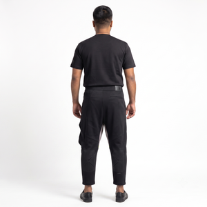 Men's Avant-Garde Fashion 340GSM <b>Spacer</b> Knit Origami Draped Streetwear Pants Custom OEM Asymmetric Sculptural Trouser - Product Image 2