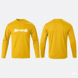 Camiseta amarilla personalizada de alta calidad para hombre, transpirable, de secado rápido, manga larga, corte ajustado, cuello redondo, para gimnasio, entrenamiento, lisa. - Product Image 1