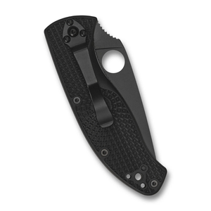 Couteaux pliants entièrement noirs avec lame à bord lisse et revêtement foncé, manche ergonomique texturé, trou rond pour le pouce et clip de poche portable - Product Image 4