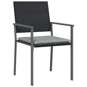 Juego de 2 Sillas de Jardín de Ratán PE Gris Claro, en Tonos Negro y Gris Claro para Comodidad en Exteriores - Product Image 3