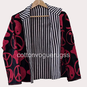 Velvet Suzani Handmade Eco-Friendly Winter Boho Embroidered Women's Luxury <b>Coat</b> for Party Wear - Product Image 3