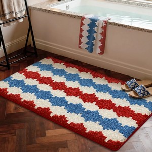 Pink Cotton <b>Bath</b> <b>Mat</b> with Embroidered Border Rectangle <b>Non</b> <b>Slip</b> PVC-coated Backing Home & Hotel Use Modern Tufted Design - Product Image 5