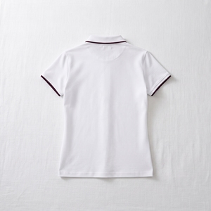 Custom Logo <b>Women</b> <b>Polo</b> <b>Shirt</b> <b>White</b> Maroon Tipped Collar Short Sleeve Cotton Pique Embroidered Uniform Golf <b>Polo</b> Wholesale - Product Image 3