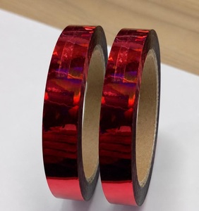 Wholesale Red Metallic Holographic Tape Roll Reflective Foil Adhesive Film Tape for DIY Crafts <b>Gift</b> Packing <b>Labeling</b> Decoration - Product Image 1