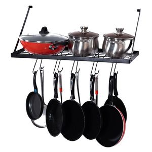 "<b>Wall</b> Mounted Square Grid Pot & Pan Organizer Shelf with 15 Hooks-15 Hooks <b>Wall</b> <b>Storage</b>" - Product Image 2