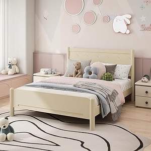 Lit plateforme en bois rustique fait main de qualité supérieure, taille King, avec rangement, meuble sculpté en bois massif pour chambre à coucher - Product Image 2