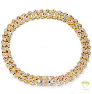 สร้อยคอแฟชั่นแบบ Cuban Link ชุบทองประดับเพชร Moissanite เงินแท้ 925 ดีไซน์หรูหราสำหรับผู้ชายและผู้หญิง - Product Image 6
