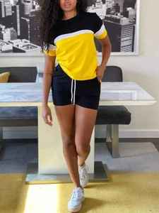 Ensemble deux pièces t-shirt et short de qualité supérieure, tenues élégantes, respirantes, légères, imprimées numériquement, ensemble été pour femmes - Product Image 2