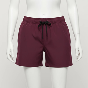 Shorts de bain pour hommes à séchage rapide, taille élastique avec cordon de serrage, respirants, couleur unie, vêtements de plage, shorts d'été, personnalisation OEM - Product Image 2